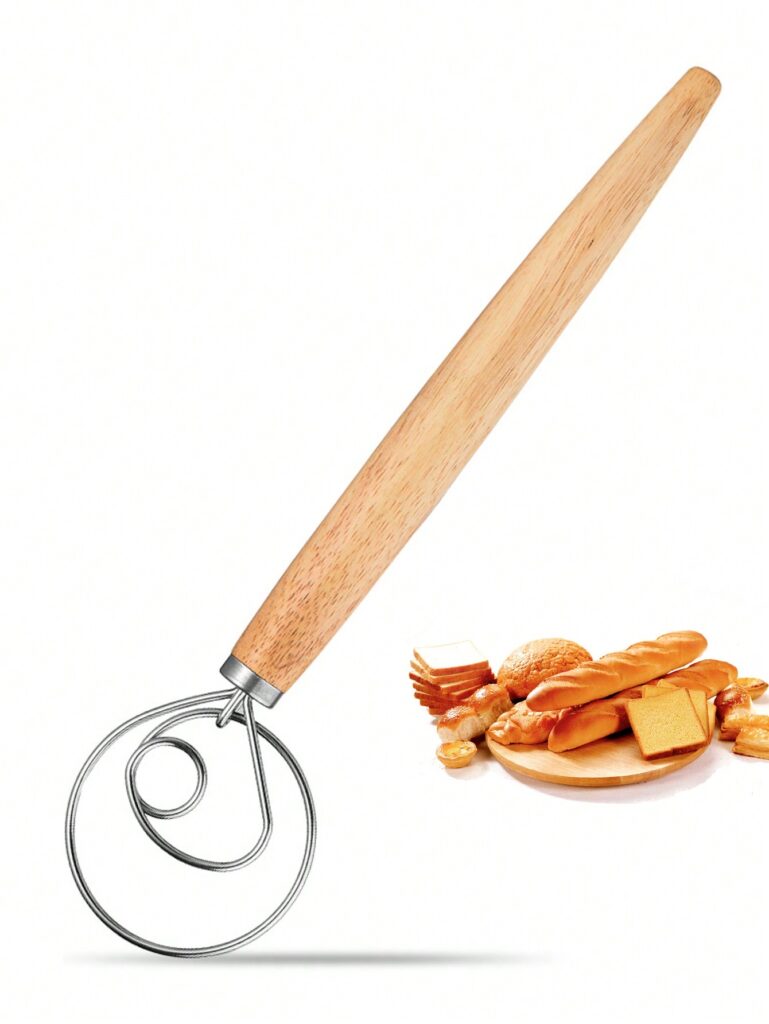 Danish Dough Whisk with Wooden Handle